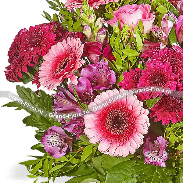 Букет роз и гербер - Оттенки марсала